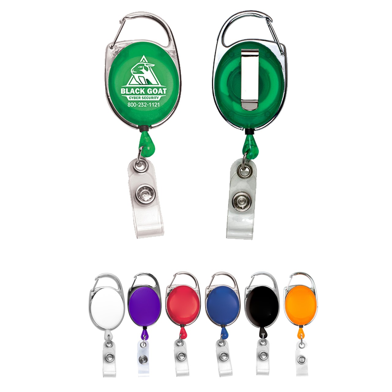 Custom Carabiner Retractable Badge Holder - Printed School