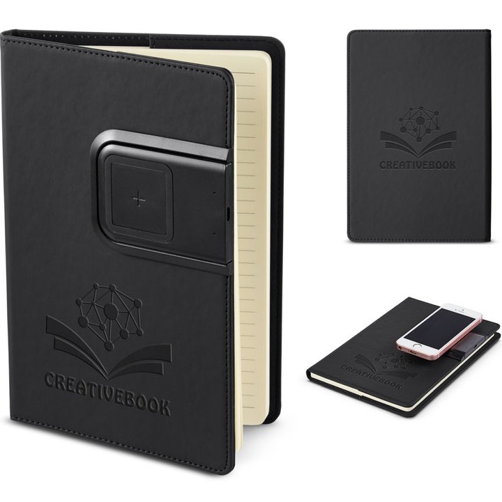 Custom Refillable Journal w/ Wireless Charging - Printed School Supplies | Campus Marketing Specialists