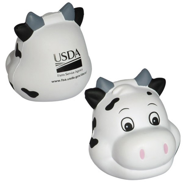 Custom Cow Funny Face Stress Ball - Printed School Supplies | Campus Marketing Specialists