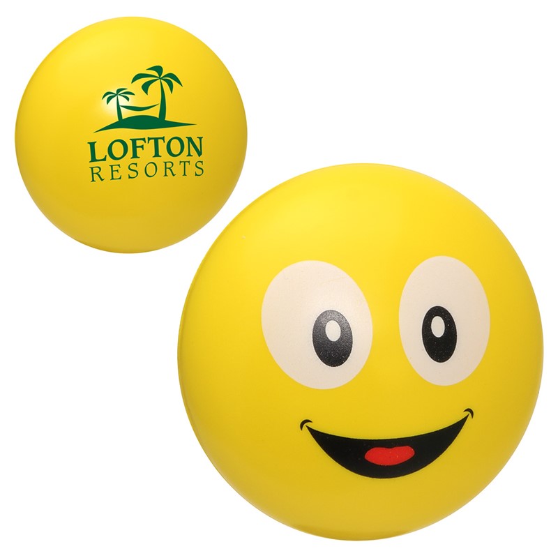 Custom Emoji Stress Ball - Smiley - Printed School Supplies | Campus Marketing Specialists