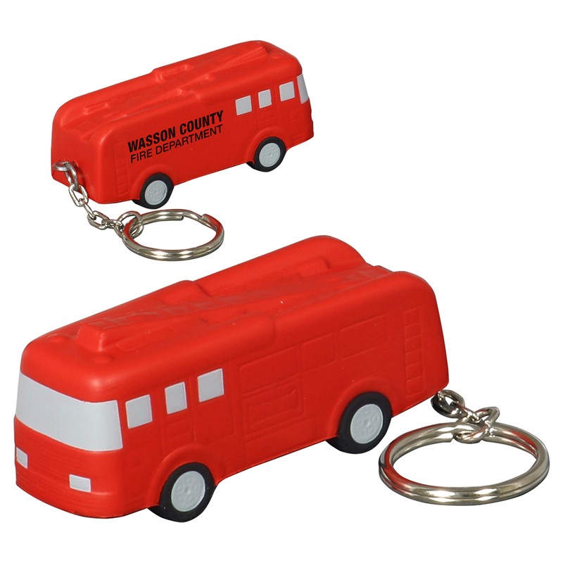 Custom Fire Truck Stress Ball Keytag - Printed School Supplies | Campus Marketing Specialists