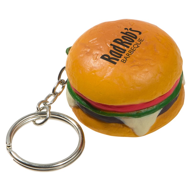 Custom Hamburger Stress Ball Keytag - Printed School Supplies | Campus Marketing Specialists