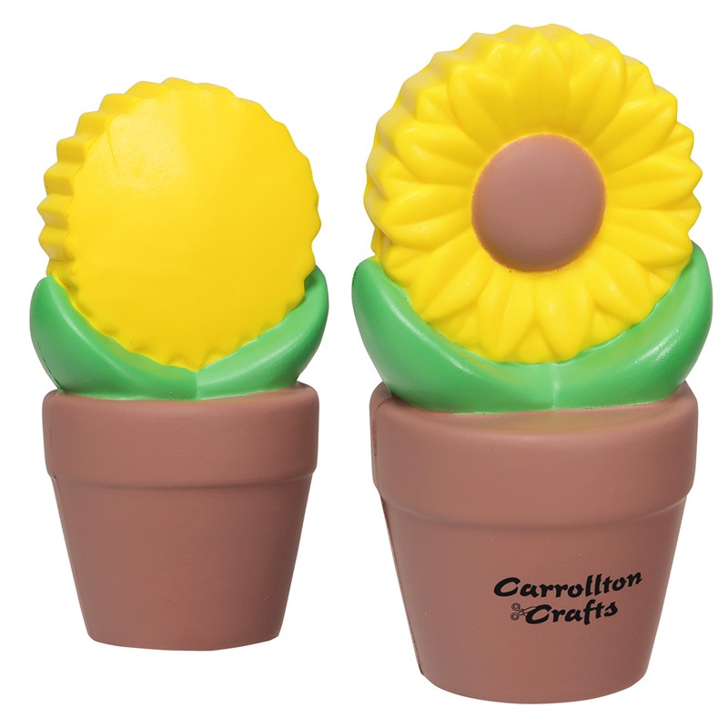 Custom Sunflower in Pot Stress Ball - Printed School Supplies | Campus Marketing Specialists