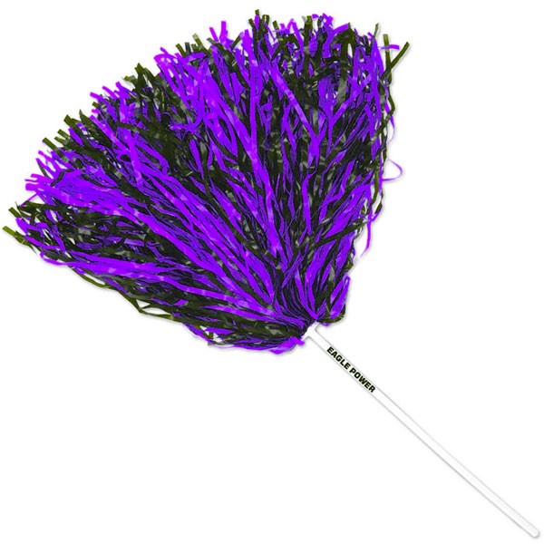 Custom Pom Poms w/ 12 in. Handle - 500 Streamers - Purple - Printed School Supplies | Campus Marketing Specialists