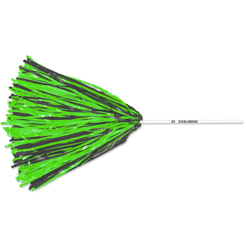 Custom Pom Poms w/ 10 in. Handle - 500 Streamers - Green - Printed School Supplies | Campus Marketing Specialists