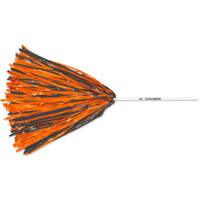 Custom Pom Poms w/ 10 in. Handle - 500 Streamers - Orange - Printed School Supplies | Campus Marketing Specialists