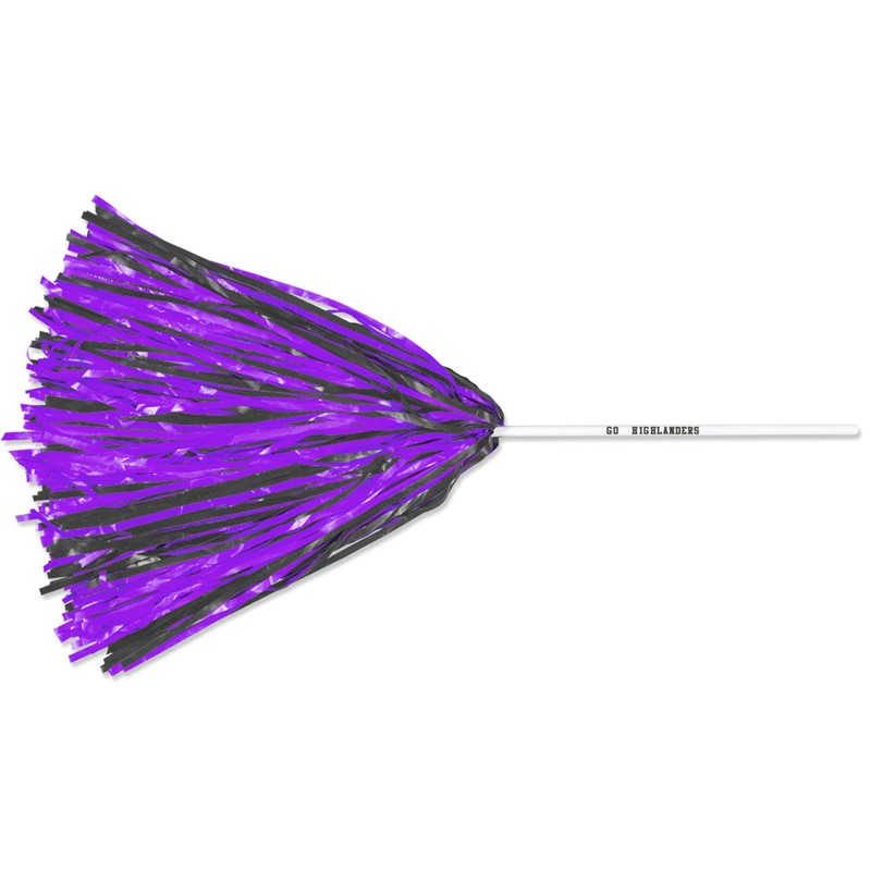 Custom Pom Poms w/ 10 in. Handle - 500 Streamers - Purple - Printed School Supplies | Campus Marketing Specialists