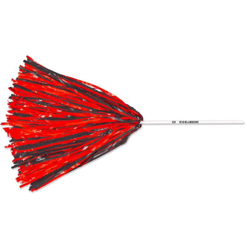 Custom Pom Poms w/ 10 in. Handle - 500 Streamers - Red - Printed School Supplies | Campus Marketing Specialists