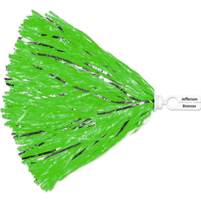 Custom Pom Poms w/ Split Ring Handle - 500 Streamers - Green - Printed School Supplies | Campus Marketing Specialists