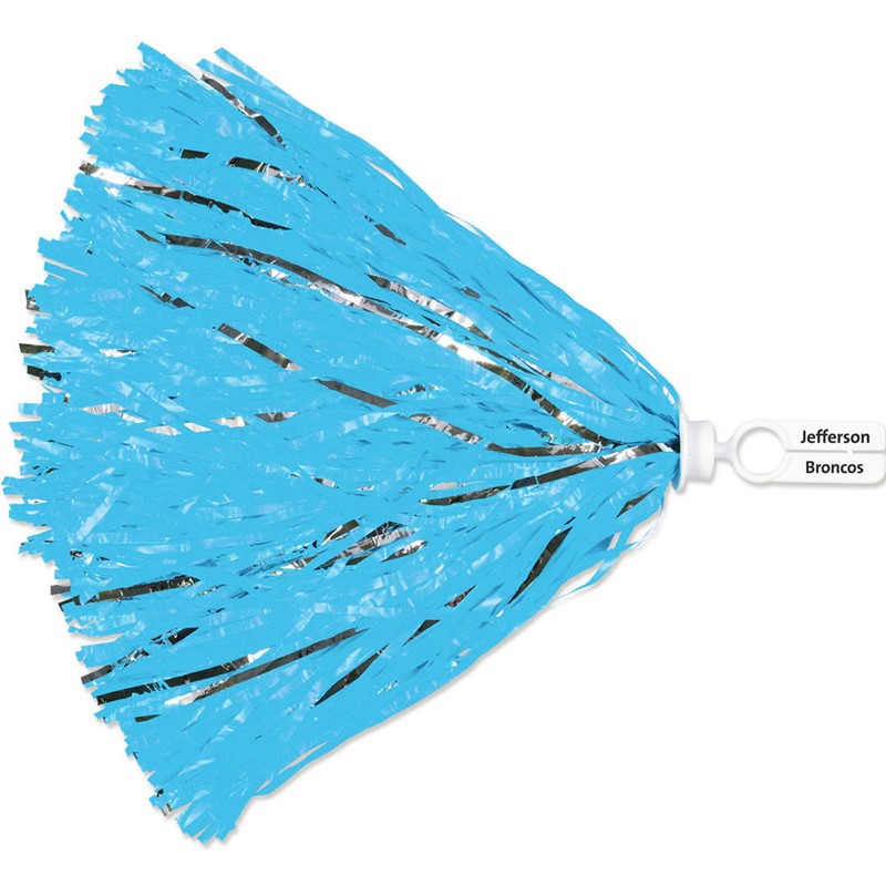 Custom Pom Poms w/ Split Ring Handle - 500 Streamers - Light Blue - Printed School Supplies | Campus Marketing Specialists
