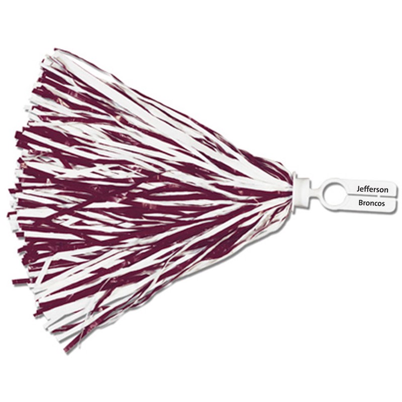 Custom Pom Poms w/ Split Ring Handle - 500 Streamers - White - Printed School Supplies | Campus Marketing Specialists
