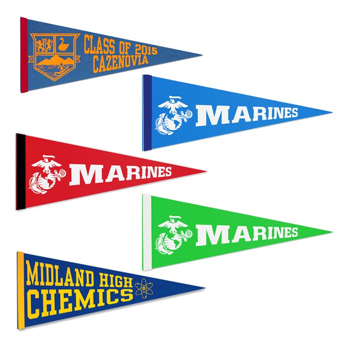 Custom 12'' x 30'' Colored Felt Pennant - Printed School Supplies | Campus Marketing Specialists