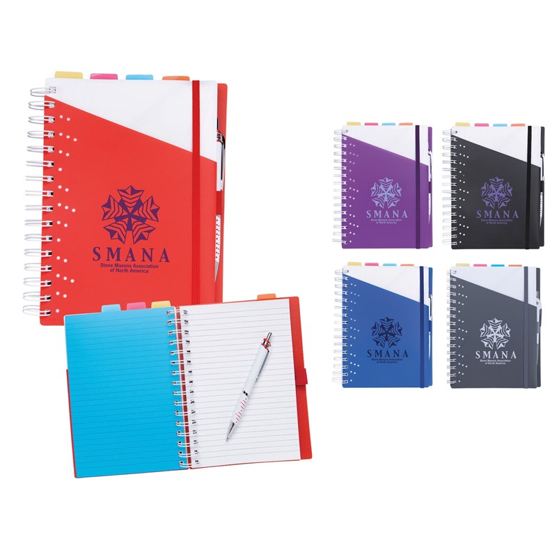 Custom Aspen Divider Notebook & Pen Set - Printed School Supplies | Campus Marketing Specialists