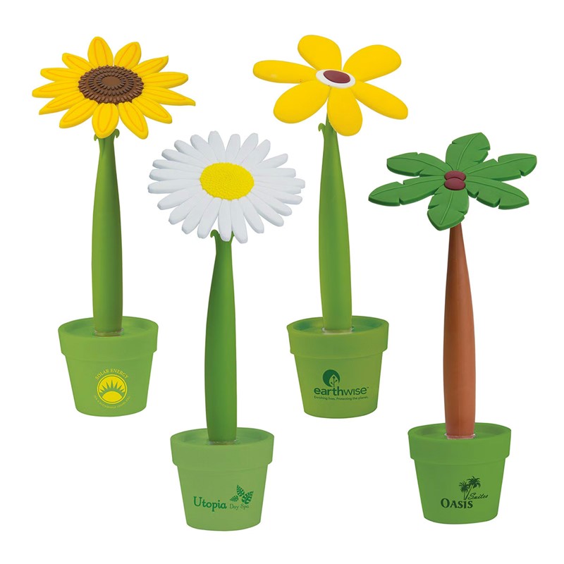 Custom Flower Pen & Mini Pot - Green Pot - Printed School Supplies | Campus Marketing Specialists