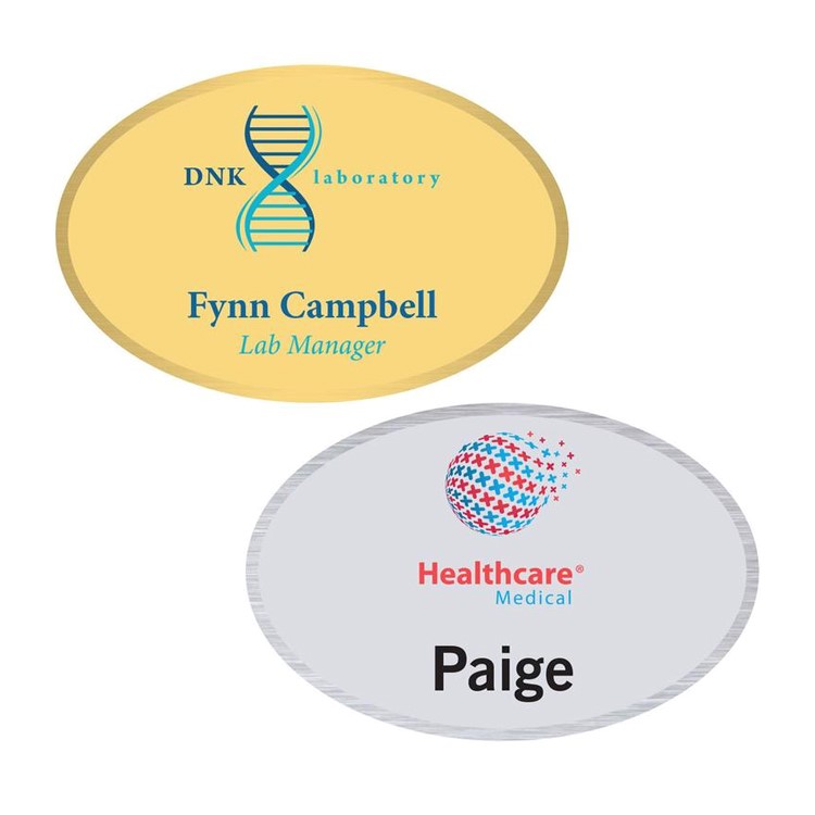 Oval Metal Name Badge - Printed School & Office Supplies | Campus Marketing Specialists