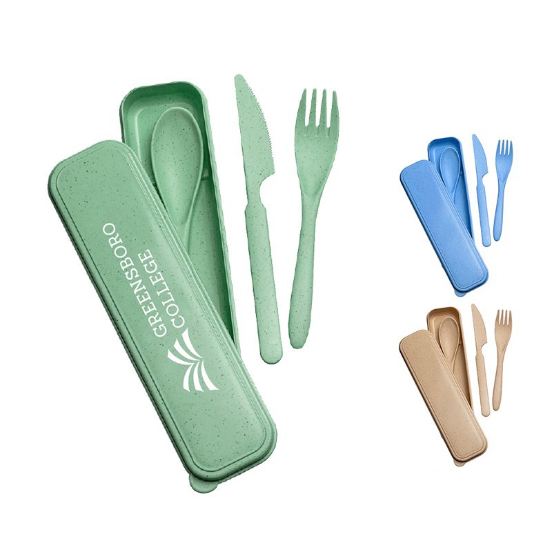 Eco Wheat Straw Cutlery Set - Printed School & Office Supplies | Campus Marketing Specialists