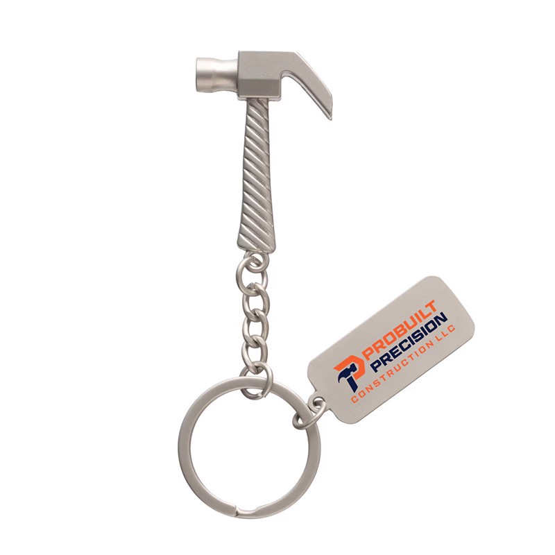 Custom Construction Hammer Keychain - Printed School Supplies | Campus Marketing Specialists