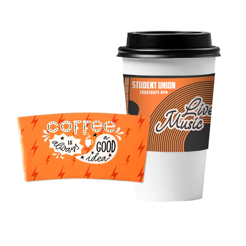 Custom Full-Color Coffee Sleeve - Printed School Supplies | Campus Marketing Specialists